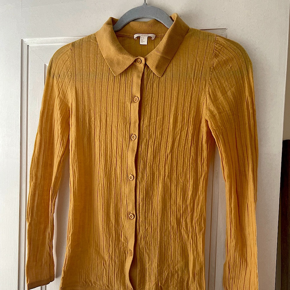 COS Cardigan | Yellow Cardigan | Mustard Yellow Shirt